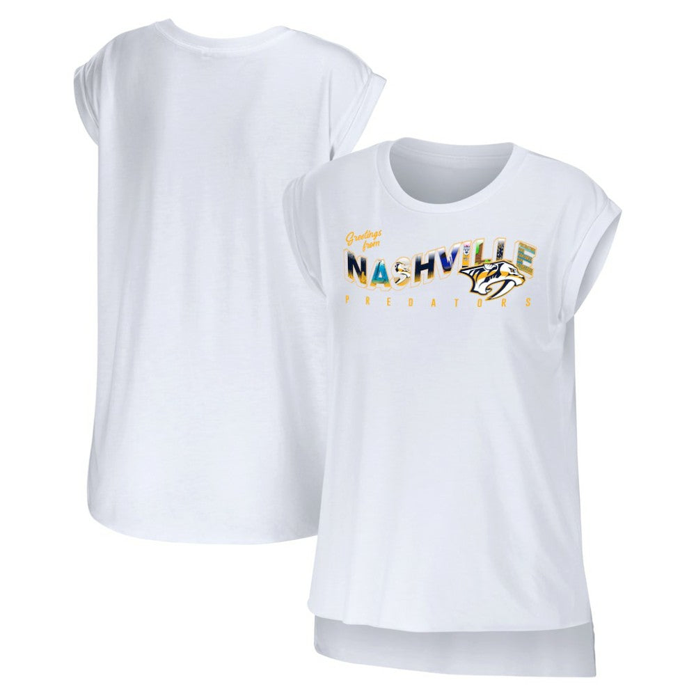 Nashville Predators - WEAR by Erin Andrews Women's Greetings From Muscle T-Shirt White