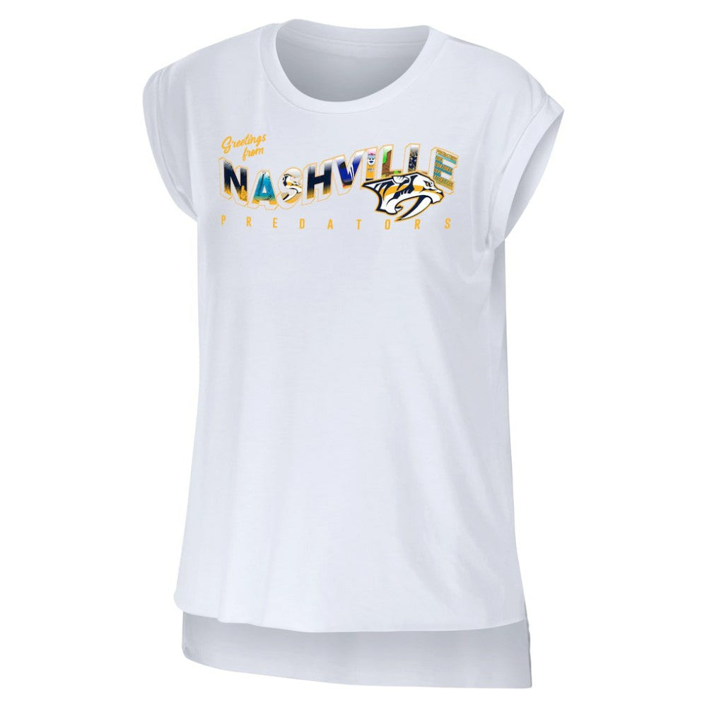 Nashville Predators - WEAR by Erin Andrews Women's Greetings From Muscle T-Shirt White