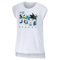 San Jose Sharks - WEAR by Erin Andrews Women's Greetings From Muscle T-Shirt White