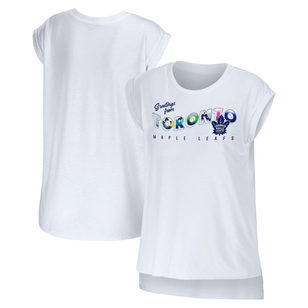 Toronto Maple Leafs - WEAR by Erin Andrews Women's Greetings From Muscle T-Shirt White
