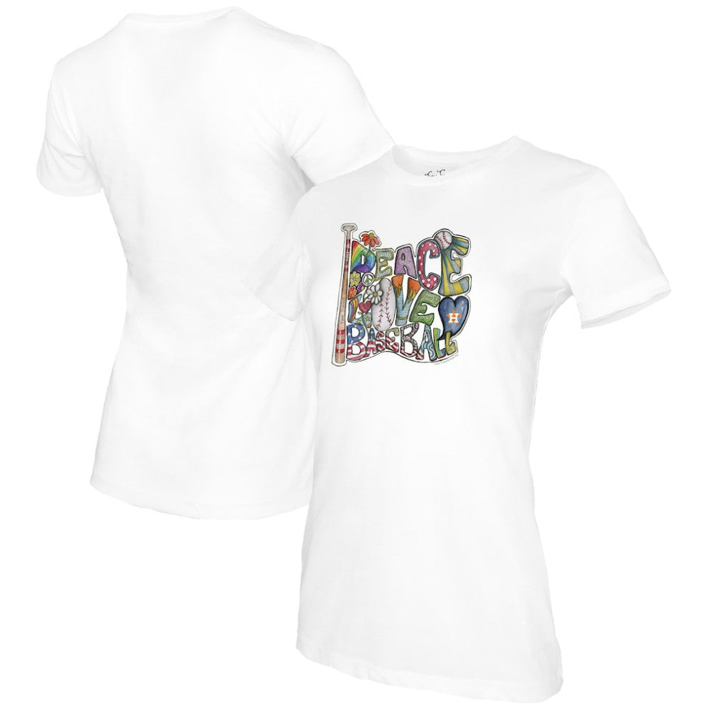 Houston Astros Tiny Turnip Women's Peace Love Baseball T-Shirt for sale
