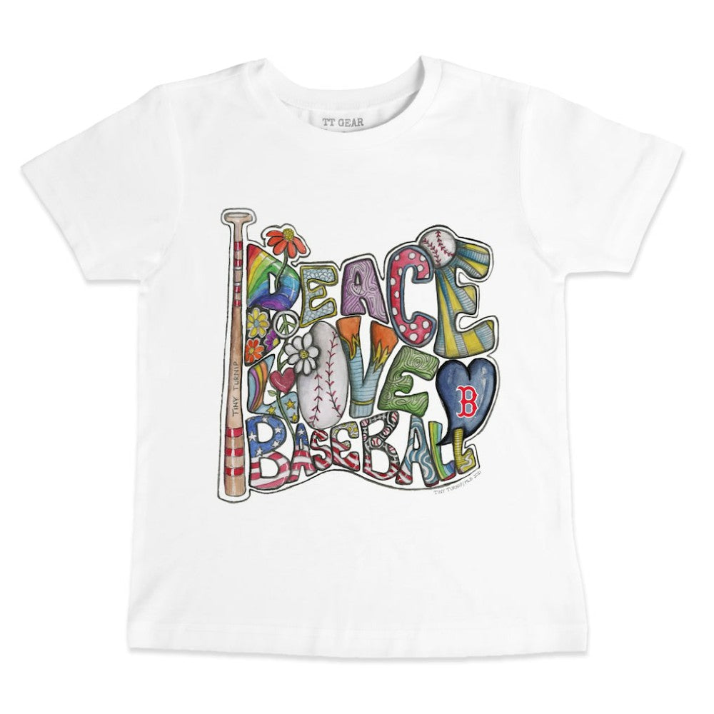 Boston Red Sox Tiny Turnip Youth Peace Love Baseball T-Shirt Sale