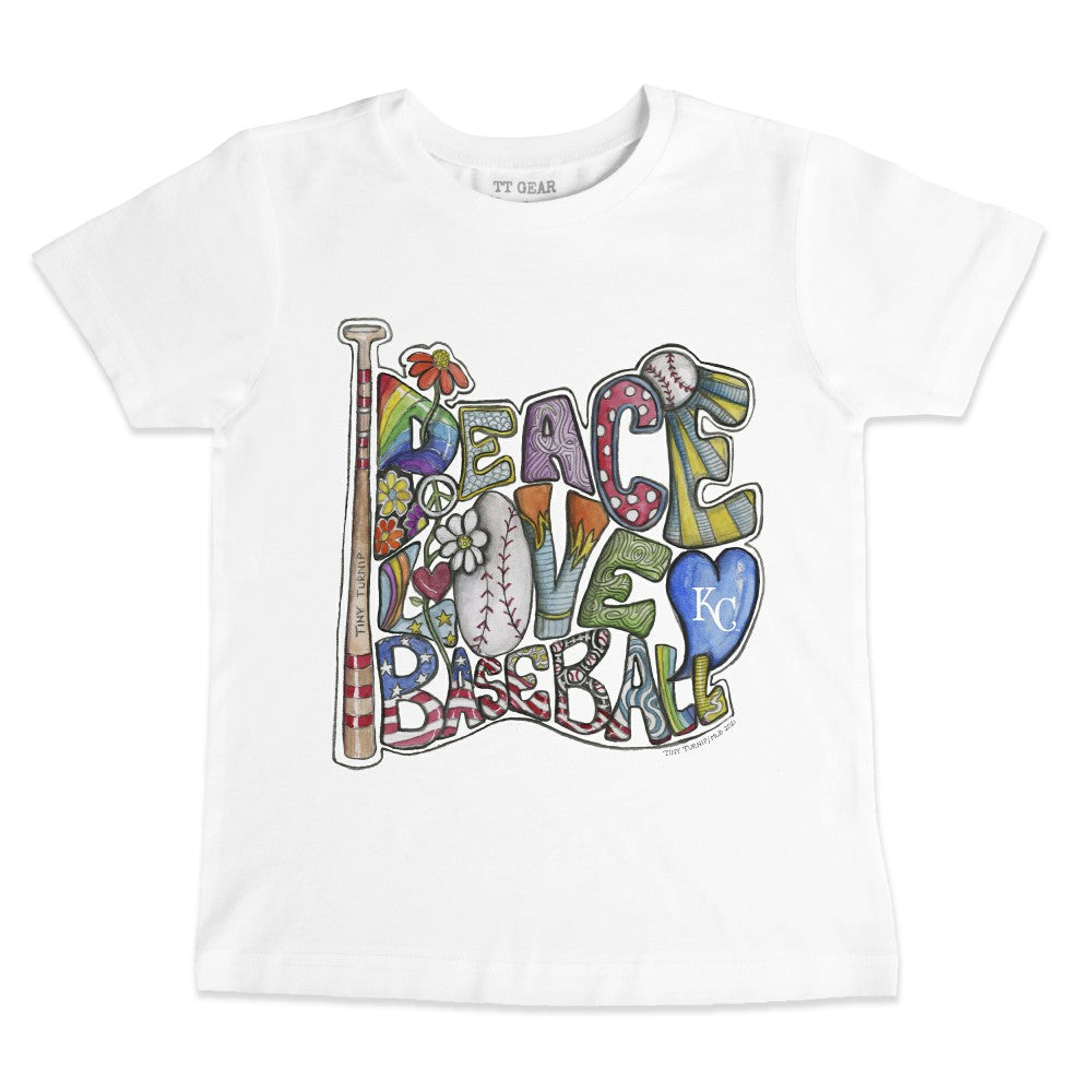 Kansas City Royals Tiny Turnip Youth Peace Love Baseball T-Shirt Online