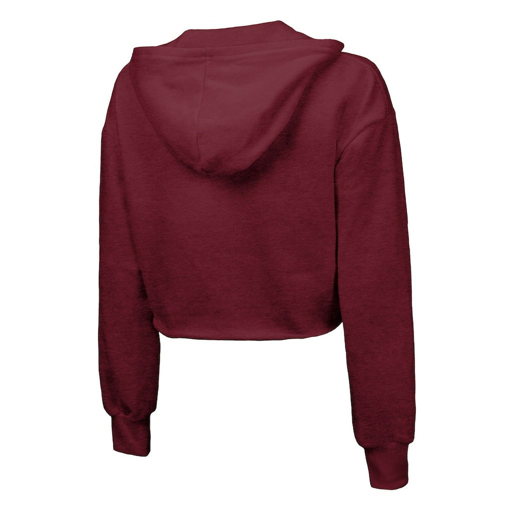 Washington Commanders Majestic Threads Women's Bling Tri-Blend Cropped Pullover Hoodie Burgundy - NFL