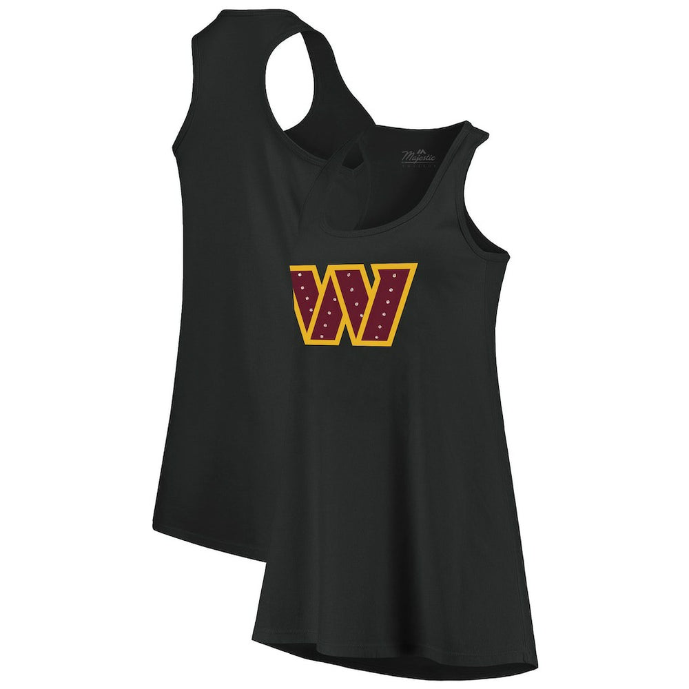 Washington Commanders Majestic Threads Women's Bling Scoop Neck Racerback Tank Top Black - NFL