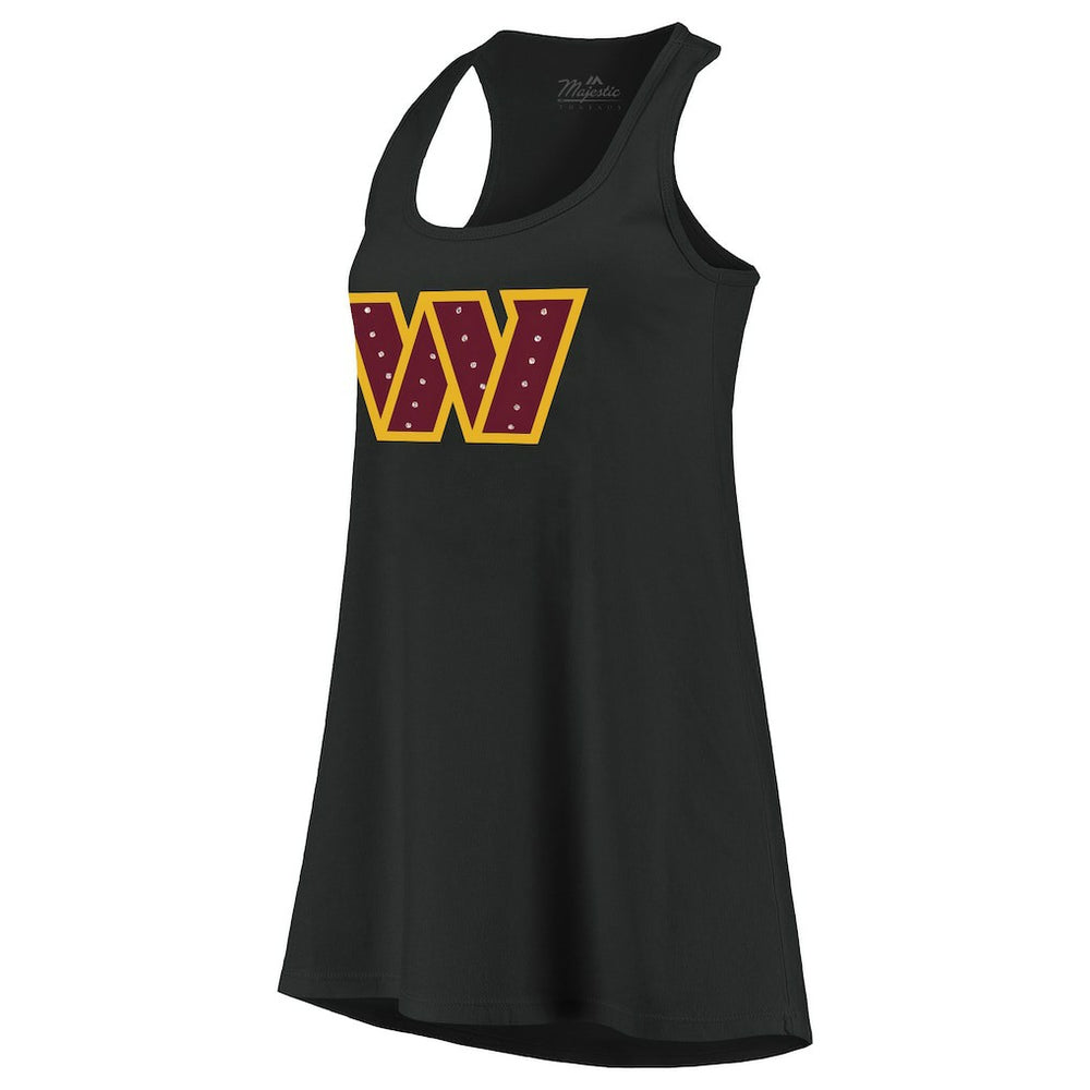 Washington Commanders Majestic Threads Women's Bling Scoop Neck Racerback Tank Top Black - NFL