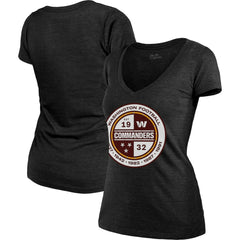 Washington Commanders Majestic Threads Women's Bling Tri-Blend V-Neck T-Shirt Heathered Black - NFL