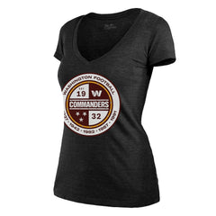 Washington Commanders Majestic Threads Women's Bling Tri-Blend V-Neck T-Shirt Heathered Black - NFL