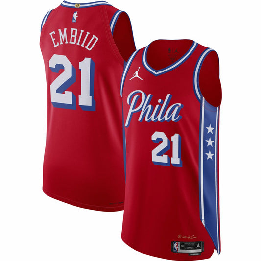 Joel Embiid Philadelphia 76ers Jordan Brand Authentic Player Jersey - Statement Edition - Red outlet | NBA Jerseys