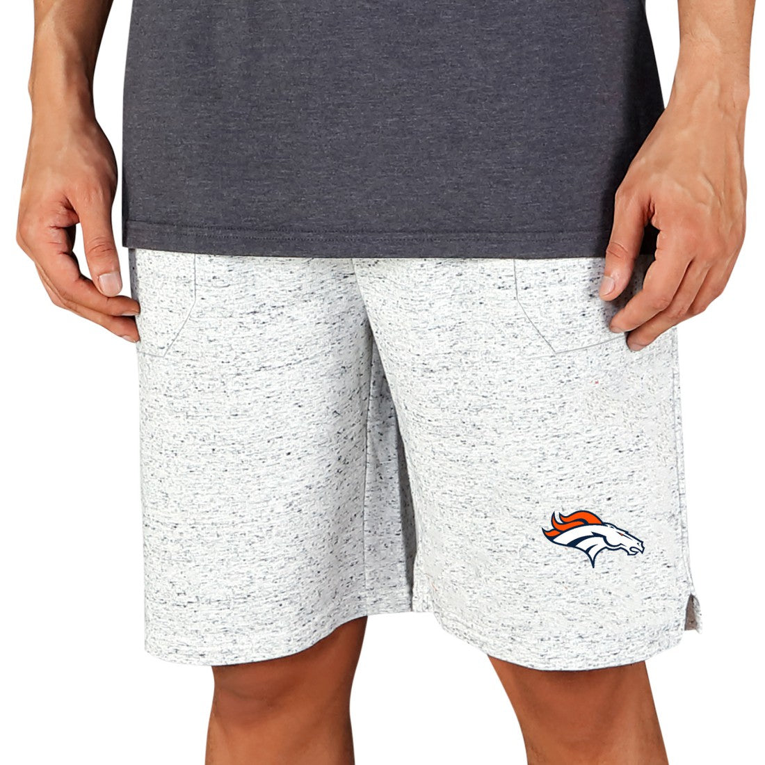 Denver Broncos Concepts Sport Throttle Knit Jam Shorts White/Charcoal - NFL
