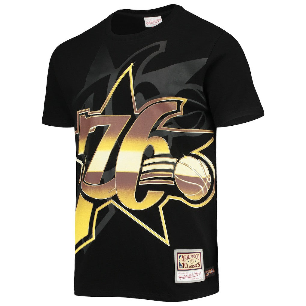 Mitchell & Ness - Philadelphia 76ers Big & Tall Hardwood Classics Big Face 4.0 T-Shirt - Black