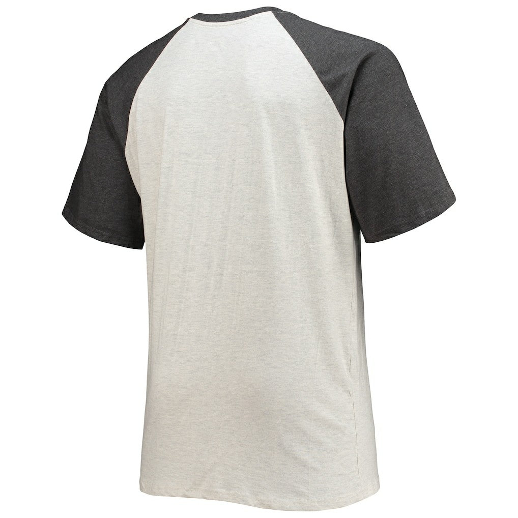 Washington Commanders Big & Tall Wordmark Raglan T-Shirt Oatmeal/Heathered Charcoal - Fanatics