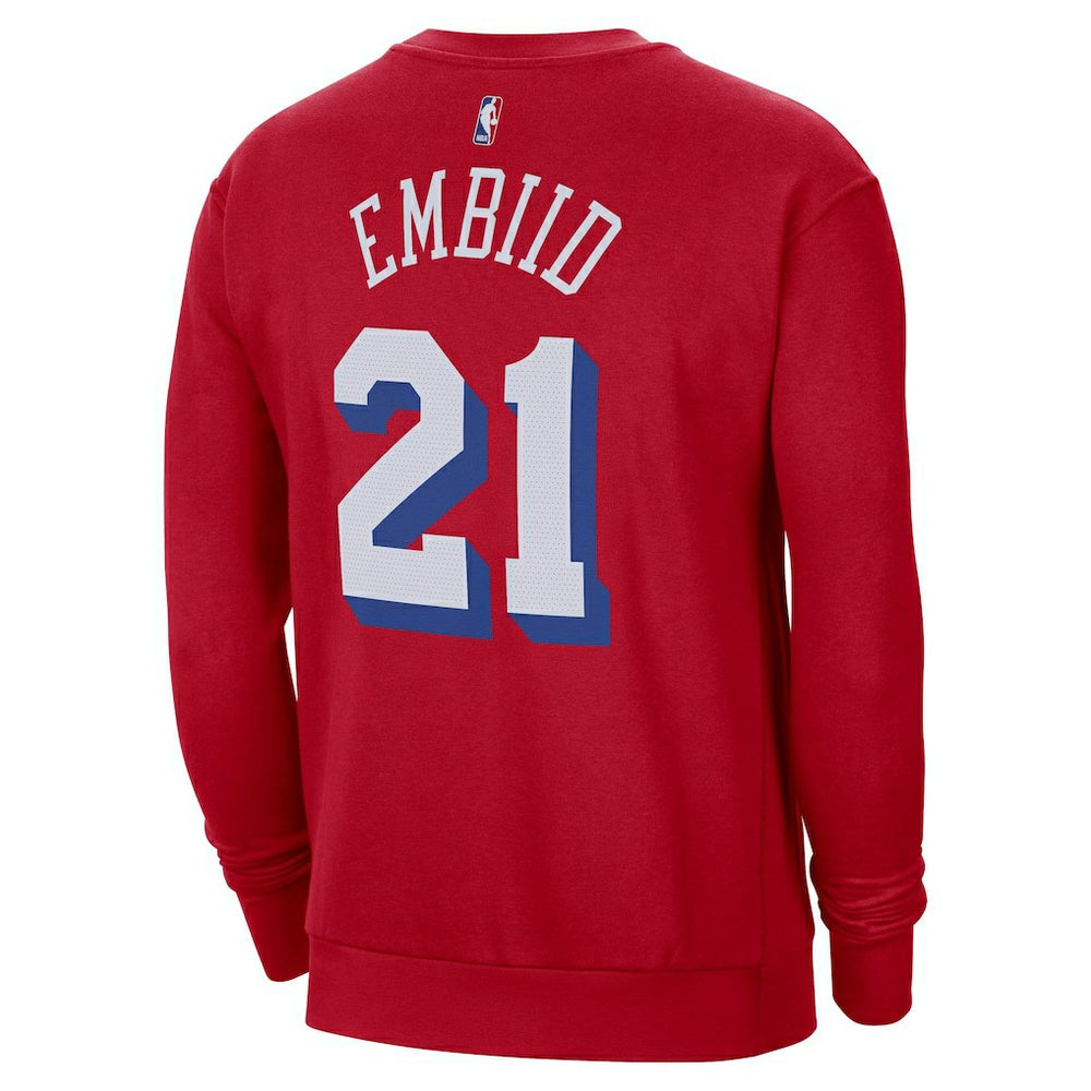 NBA - Joel Embiid Philadelphia 76ers Jordan Brand Statement Name & Number Pullover Sweatshirt - Red