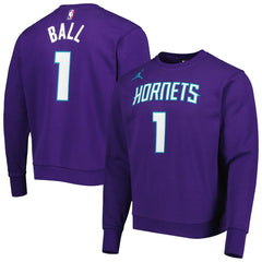 NBA - LaMelo Ball Charlotte Hornets Jordan Brand Statement Name & Number Pullover Sweatshirt - Purple