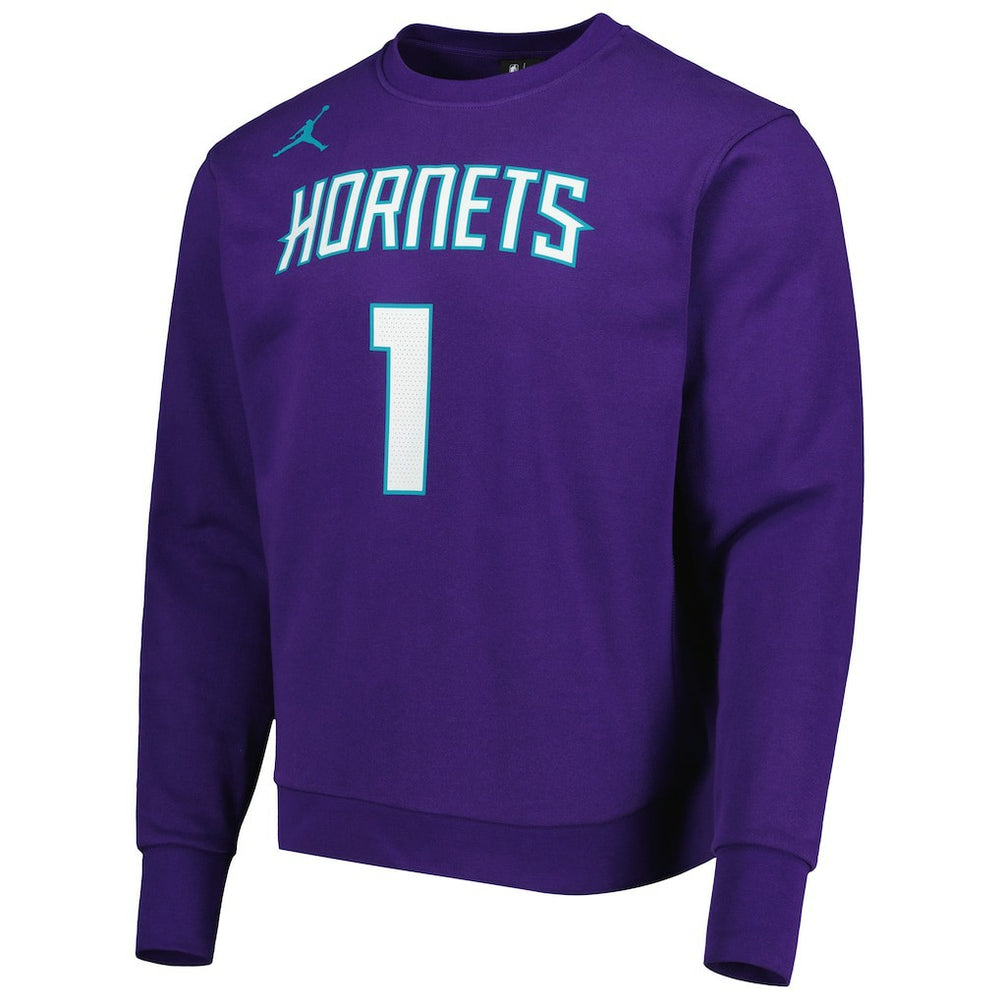 NBA - LaMelo Ball Charlotte Hornets Jordan Brand Statement Name & Number Pullover Sweatshirt - Purple