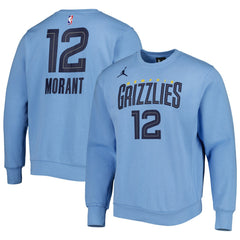 NBA - Ja Morant Memphis Grizzlies Jordan Brand Statement Name & Number Pullover Sweatshirt - Light Blue