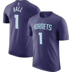 NBA - LaMelo Ball Charlotte Hornets Jordan Brand 2022/23 Statement Edition Name & Number T-Shirt - Purple