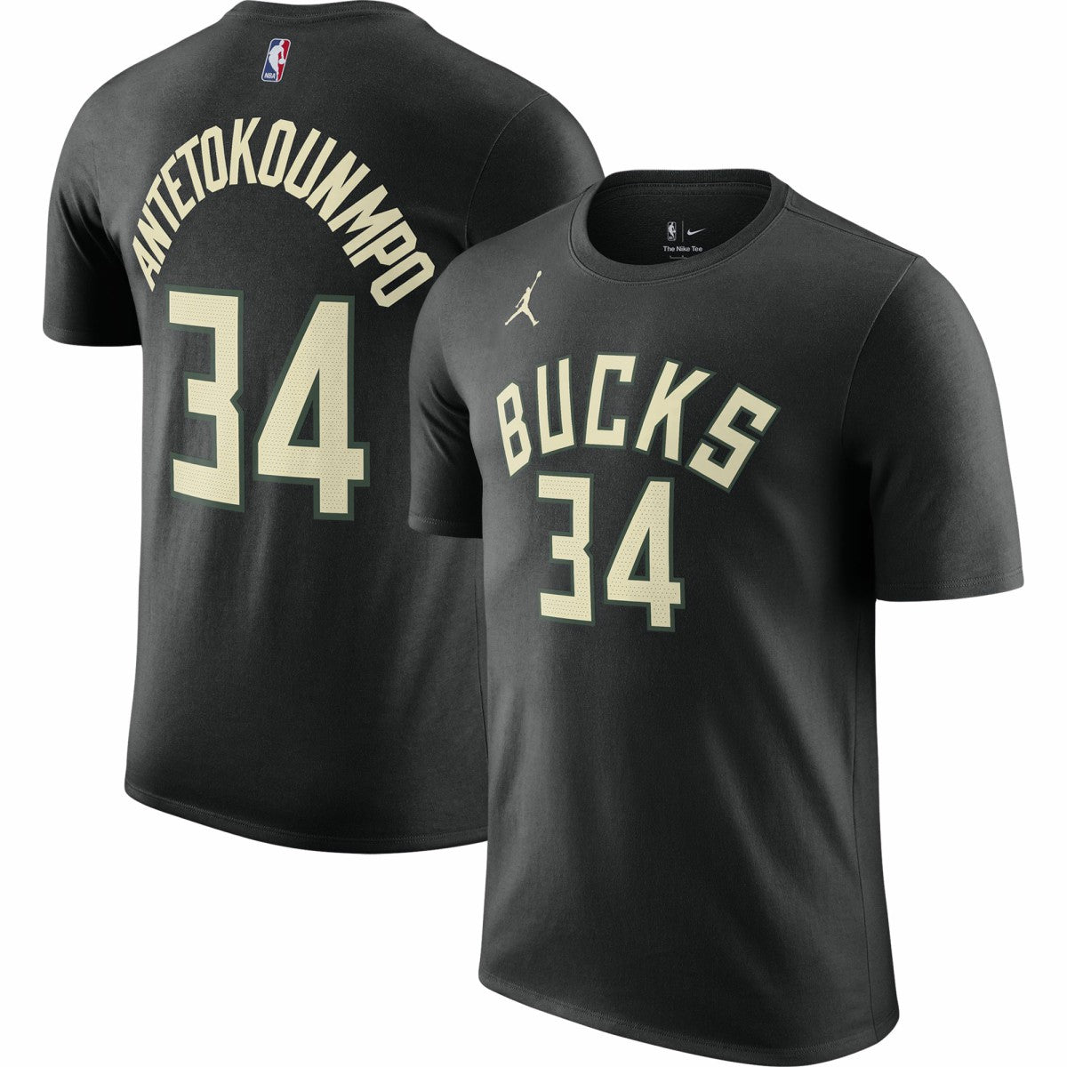 NBA - Giannis Antetokounmpo Milwaukee Bucks Jordan Brand 2022/23 Statement Edition Name & Number T-Shirt - Black