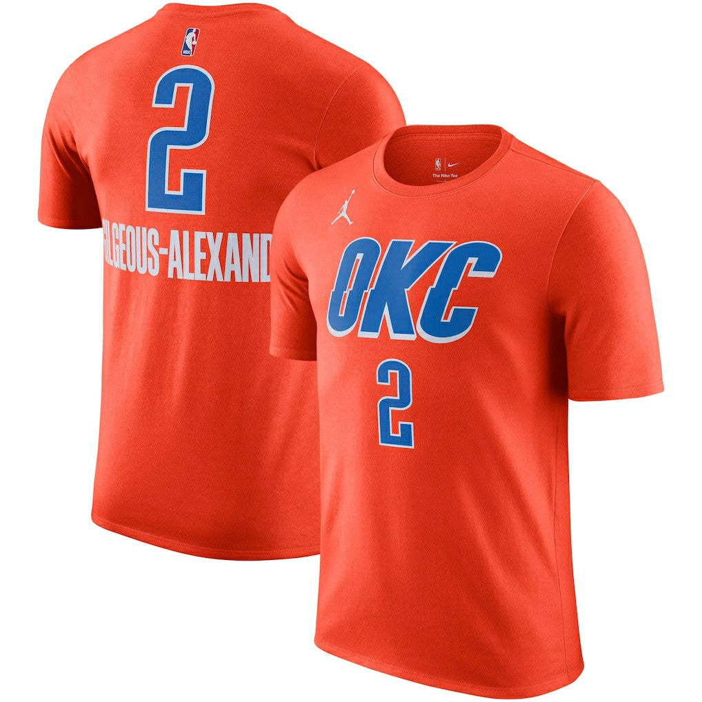 NBA - Shai Gilgeous-Alexander Oklahoma City Thunder Jordan Brand 2022/23 Statement Edition Name & Number T-Shirt - Orange