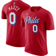 NBA - Tyrese Maxey Philadelphia 76ers Jordan Brand 2022/23 Statement Edition Name & Number T-Shirt - Red