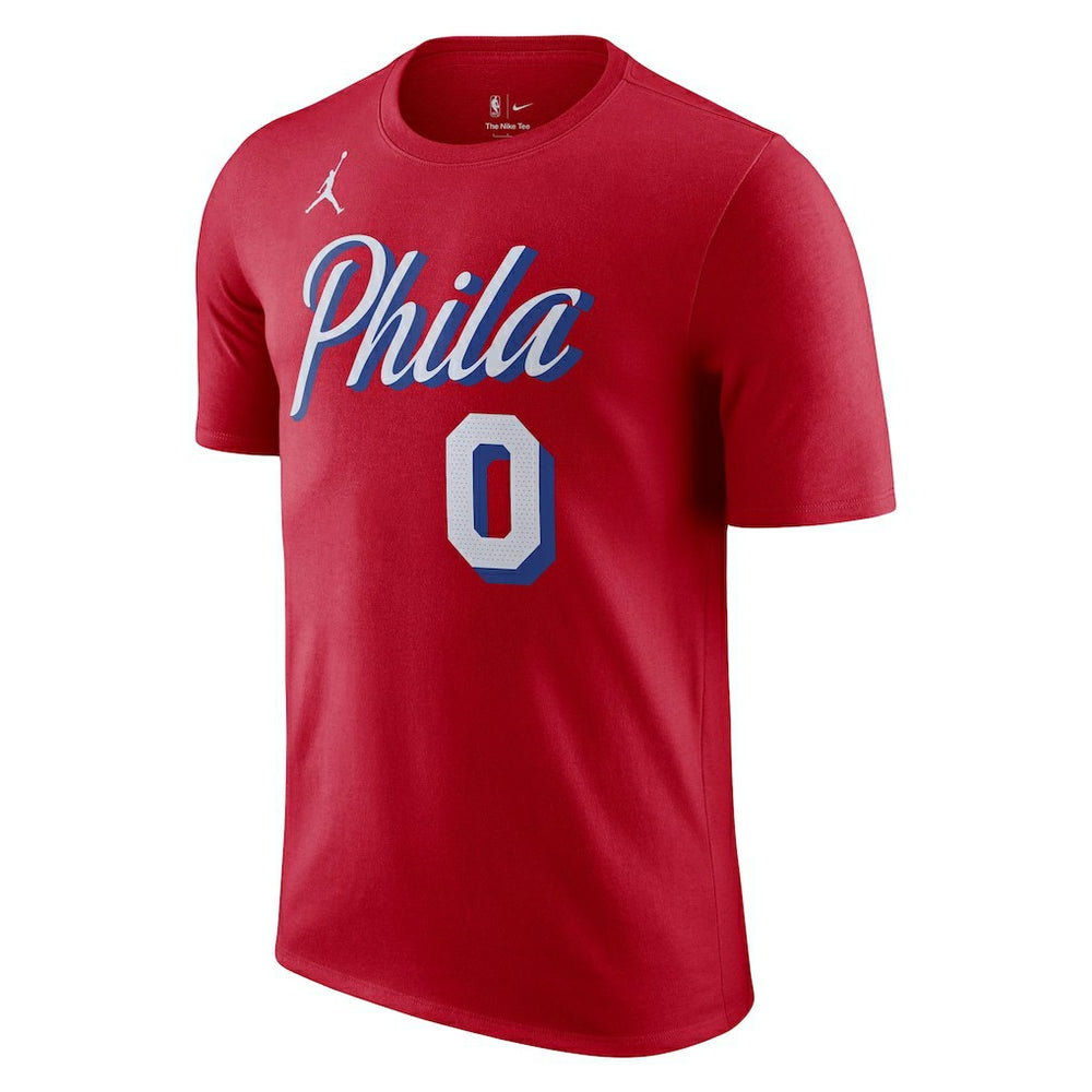 NBA - Tyrese Maxey Philadelphia 76ers Jordan Brand 2022/23 Statement Edition Name & Number T-Shirt - Red