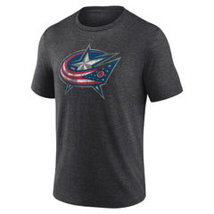 Columbus Blue Jackets - Wraparound Tri-Blend T-Shirt Charcoal