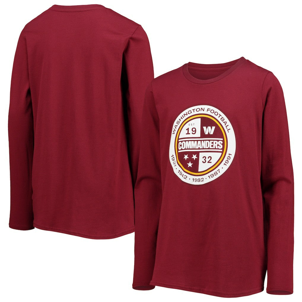 Washington Commanders Youth Secondary Logo Long Sleeve T-Shirt Burgundy - NFL