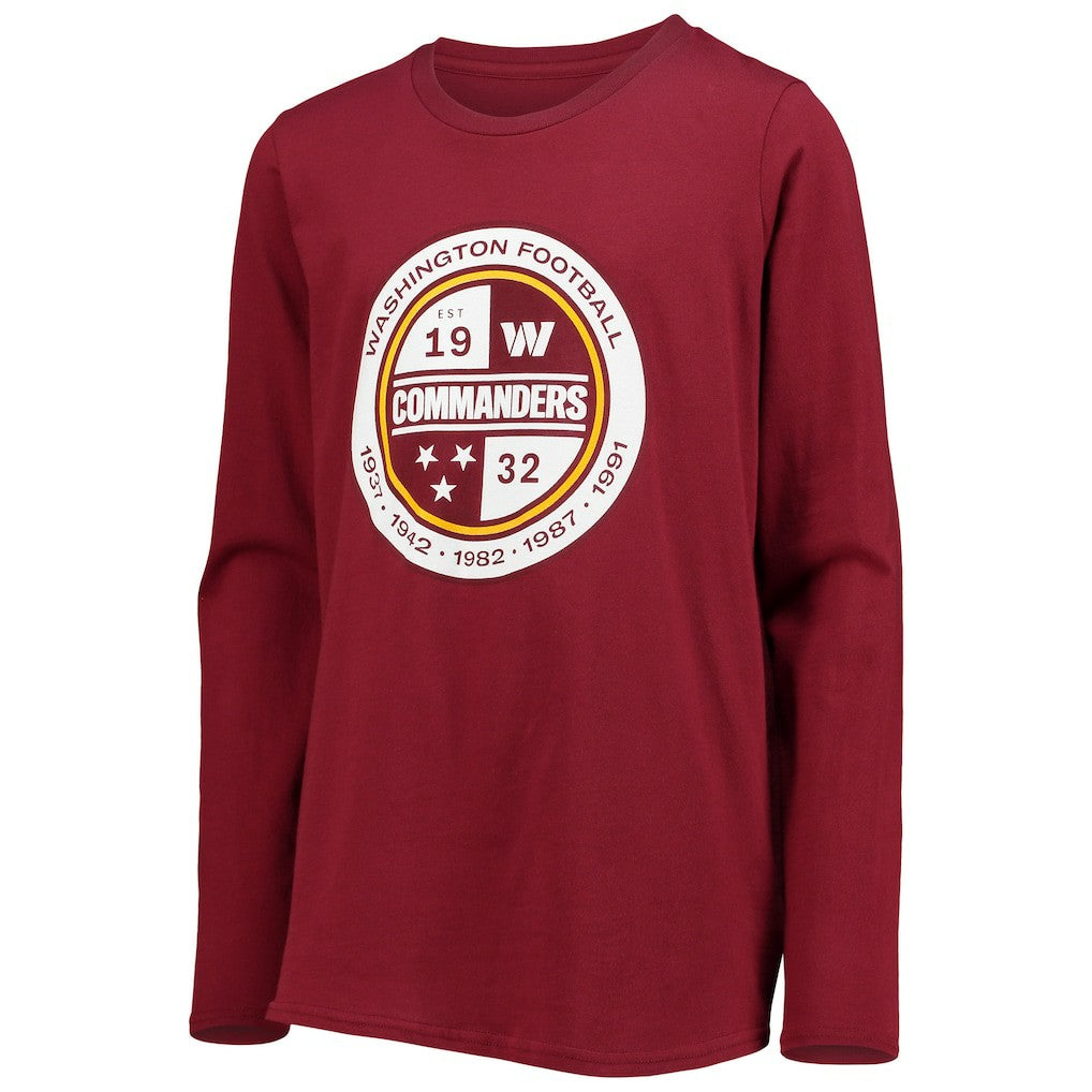 Washington Commanders Youth Secondary Logo Long Sleeve T-Shirt Burgundy - NFL