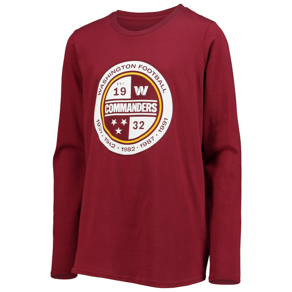 Washington Commanders Youth Secondary Logo Long Sleeve T-Shirt Burgundy - NFL