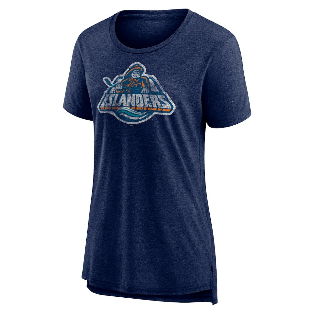 New York Islanders - Women's Slow Whistle Tri-Blend T-Shirt Navy