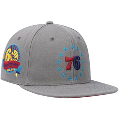 Mitchell & Ness - Philadelphia 76ers Hardwood Classics 60th Anniversary Carbon Cabernet Fitted Hat - Charcoal