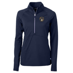 Milwaukee Brewers Cutter & Buck Women's Adapt Eco Knit Stretch Half-Zip Pullover Top Sale