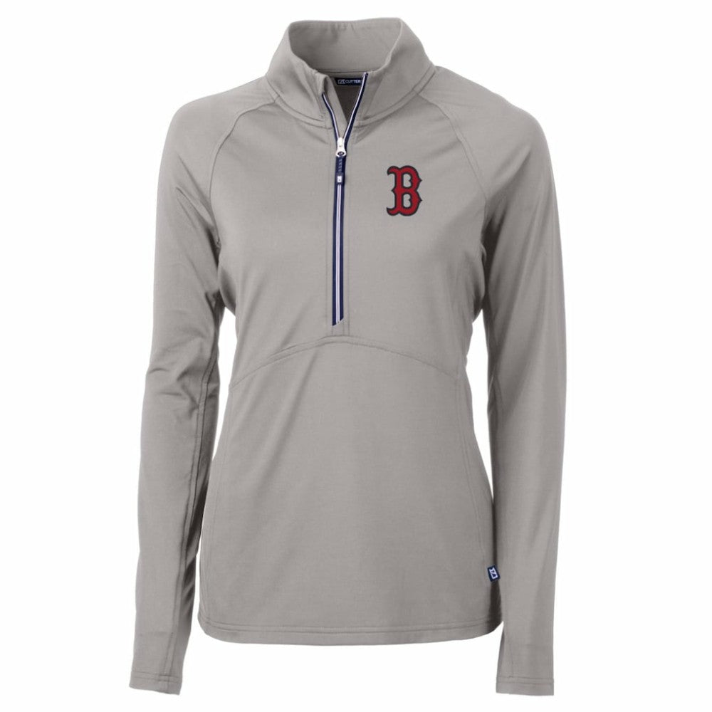 Boston Red Sox Cutter & Buck Women's Adapt Eco Knit Stretch Half-Zip Pullover Top Lifestyle