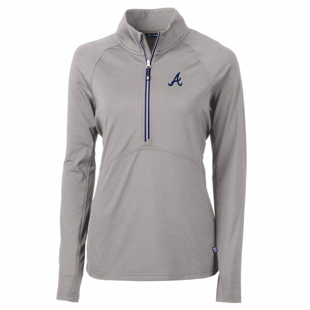 Atlanta Braves Cutter & Buck Women's Adapt Eco Knit Stretch Half-Zip Pullover Top Lifestyle