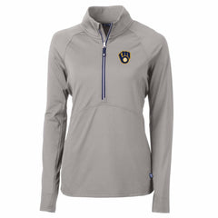 Milwaukee Brewers Cutter & Buck Women's Adapt Eco Knit Stretch Half-Zip Pullover Top On Sale