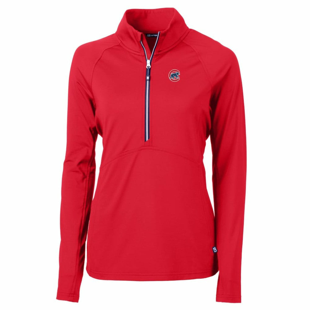 Chicago Cubs Cutter & Buck Women's Adapt Eco Knit Stretch Half-Zip Pullover Top On Sale
