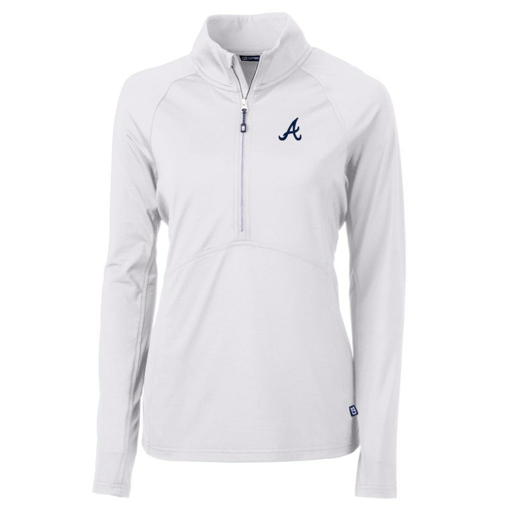 Atlanta Braves Cutter & Buck Women's Adapt Eco Knit Stretch Half-Zip Pullover Top for sale