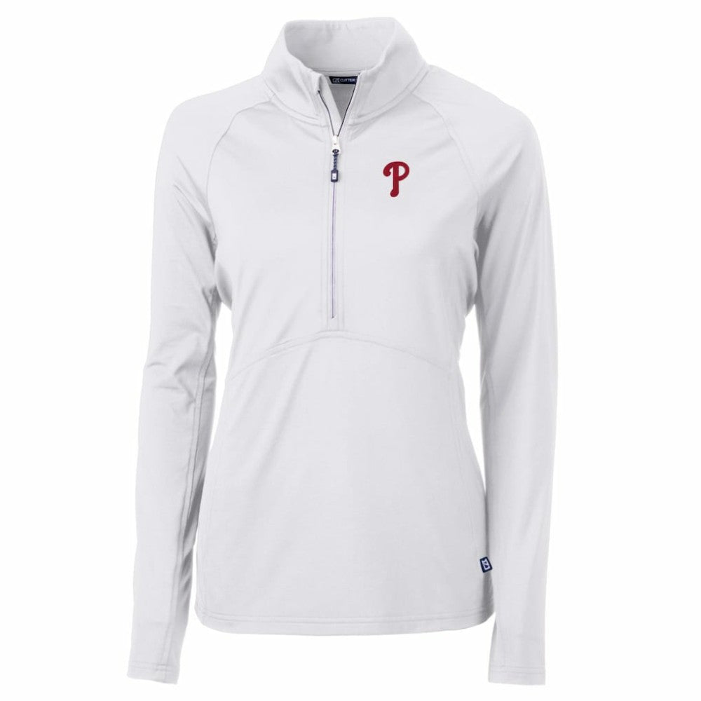 Philadelphia Phillies Cutter & Buck Women's Adapt Eco Knit Stretch Half-Zip Pullover Top Sale