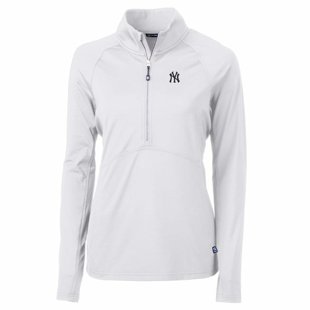 New York Yankees Cutter & Buck Women's Adapt Eco Knit Stretch Half-Zip Pullover Top On Sale
