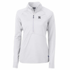New York Yankees Cutter & Buck Women's Adapt Eco Knit Stretch Half-Zip Pullover Top On Sale