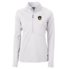 Milwaukee Brewers Cutter & Buck Women's Adapt Eco Knit Stretch Half-Zip Pullover Top On Sale