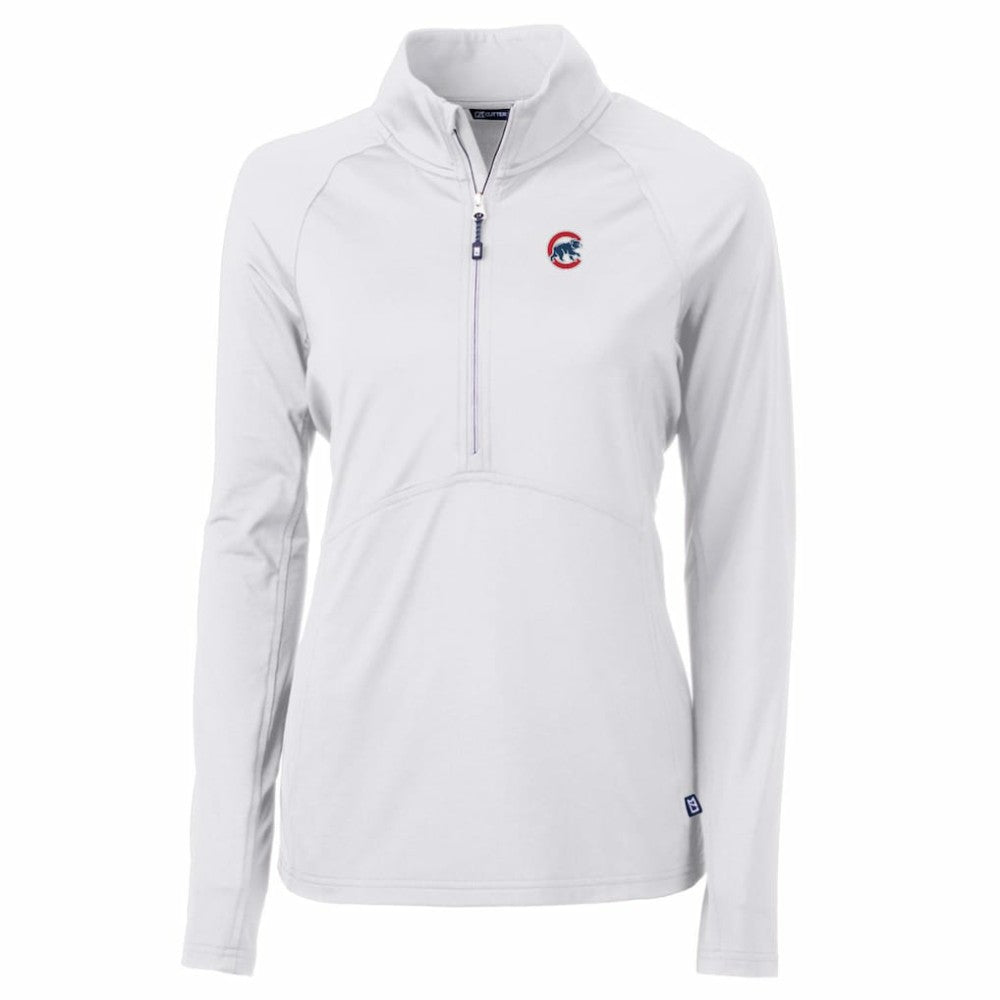 Chicago Cubs Cutter & Buck Women's Adapt Eco Knit Stretch Half-Zip Pullover Top Clearance