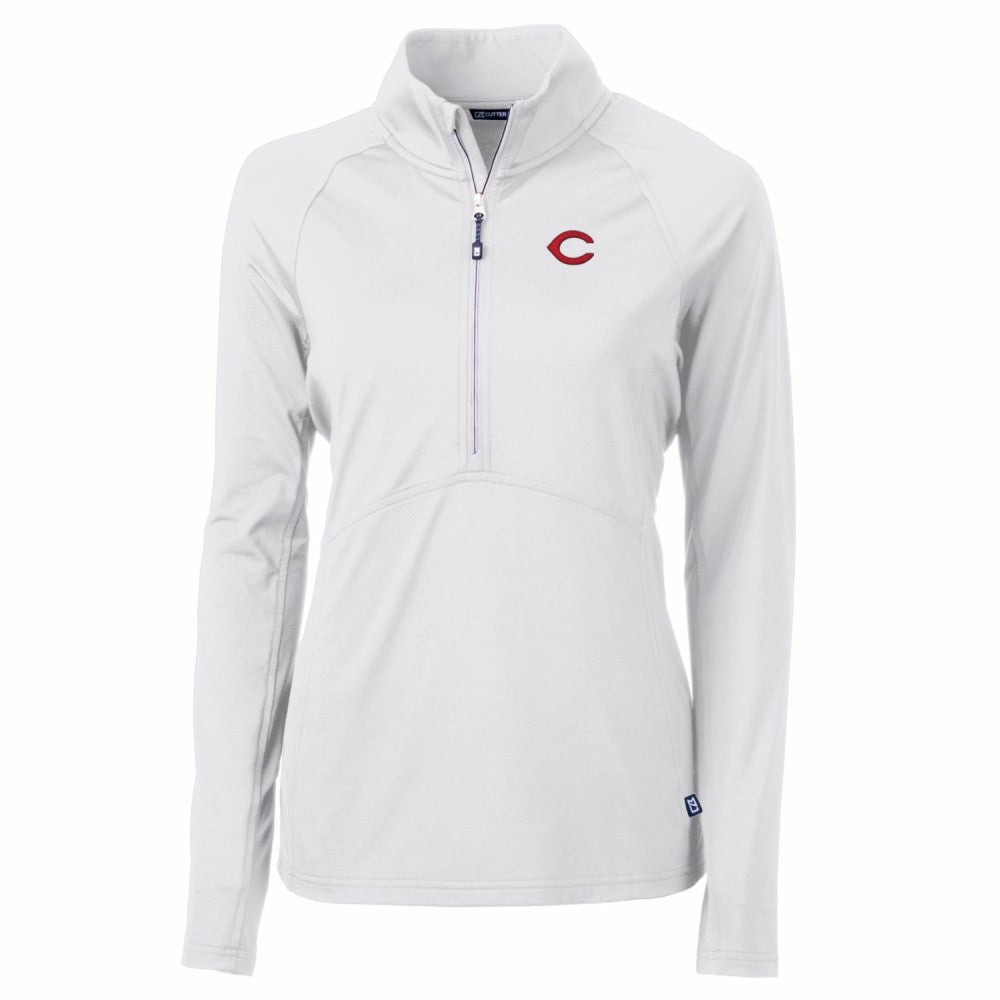 Cincinnati Reds Cutter & Buck Women's Adapt Eco Knit Stretch Half-Zip Pullover Top Lifestyle