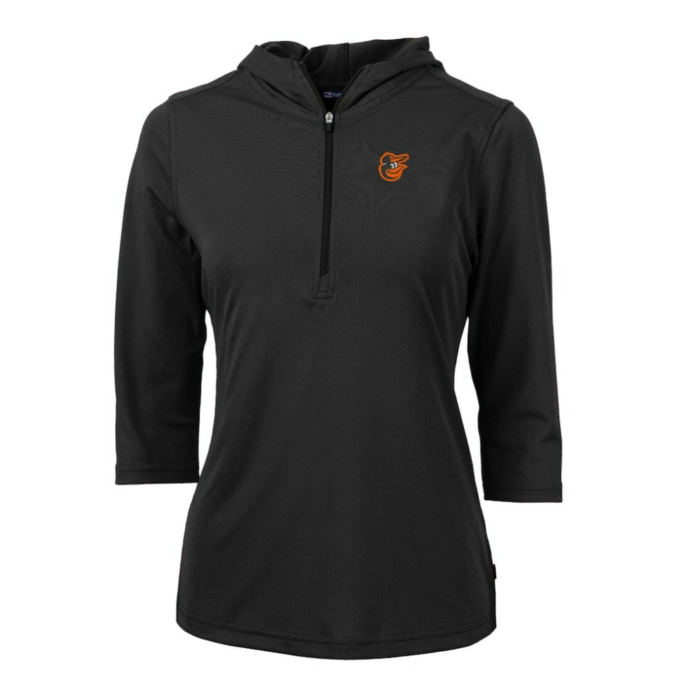 Baltimore Orioles Cutter & Buck Women's Virtue Eco Pique 3/4 Sleeve Half-Zip Pullover Hoodie for sale