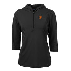 Baltimore Orioles Cutter & Buck Women's Virtue Eco Pique 3/4 Sleeve Half-Zip Pullover Hoodie for sale