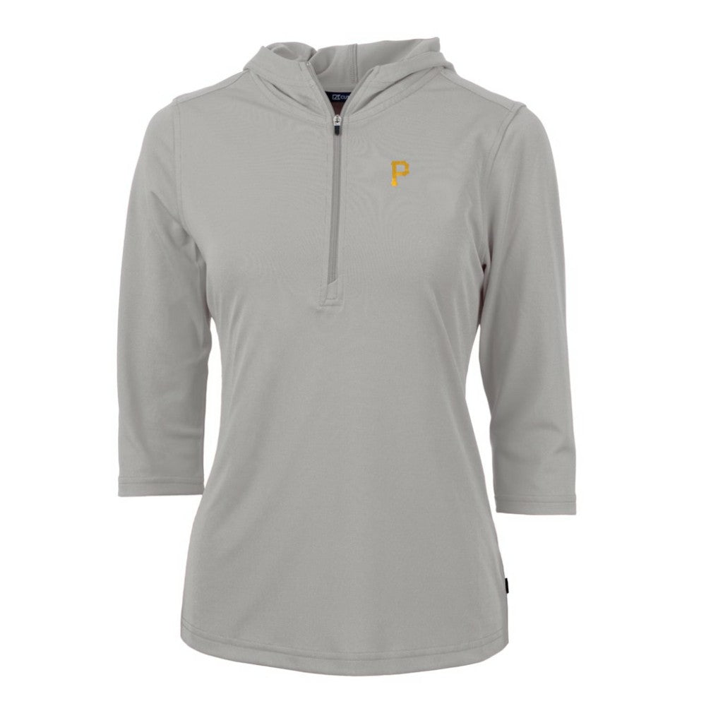 Pittsburgh Pirates Cutter & Buck Women's Virtue Eco Pique 3/4 Sleeve Half-Zip Pullover Hoodie for sale