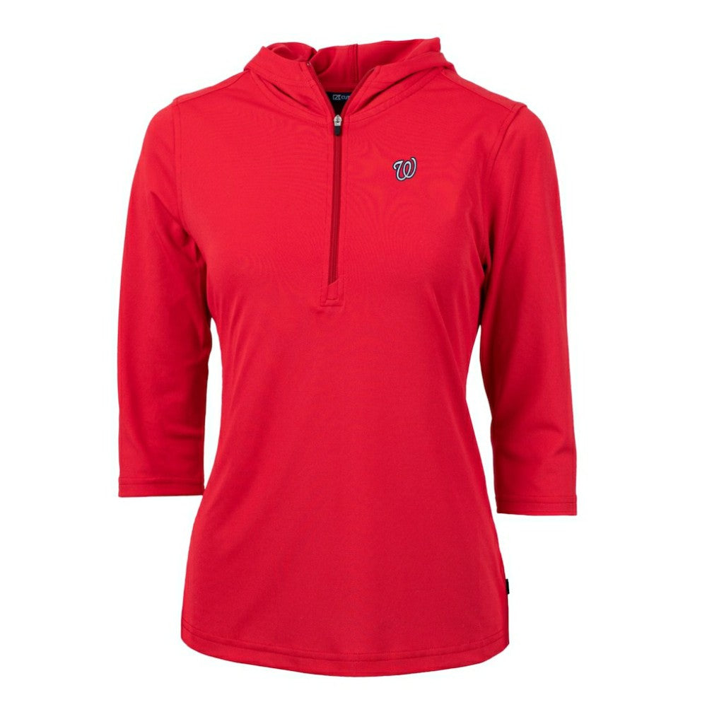 Washington Nationals Cutter & Buck Women's Virtue Eco Pique 3/4 Sleeve Half-Zip Pullover Hoodie Sale