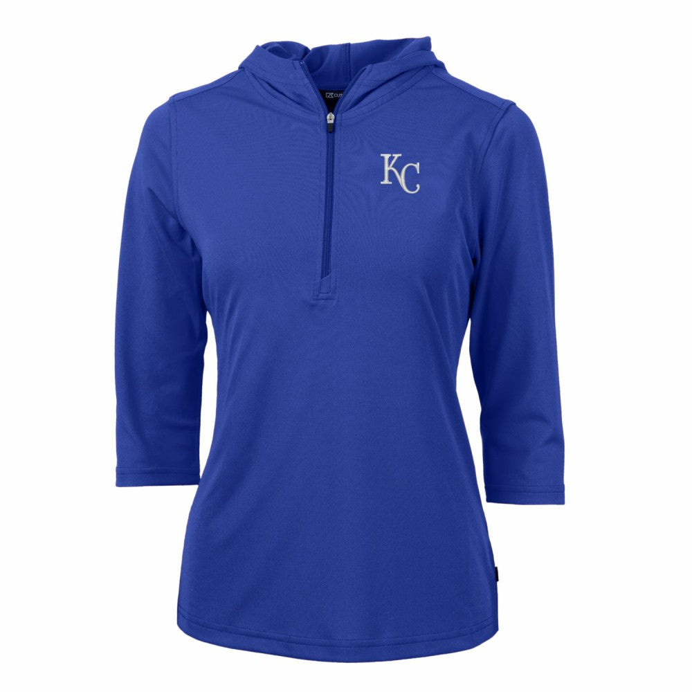 Kansas City Royals Cutter & Buck Women's Virtue Eco Pique 3/4 Sleeve Half-Zip Pullover Hoodie discount