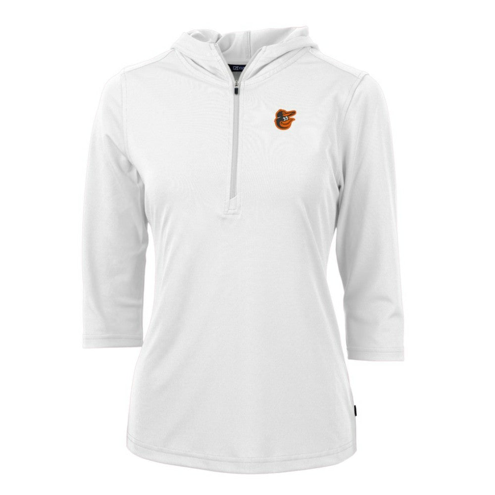 Baltimore Orioles Cutter & Buck Women's Virtue Eco Pique 3/4 Sleeve Half-Zip Pullover Hoodie Online
