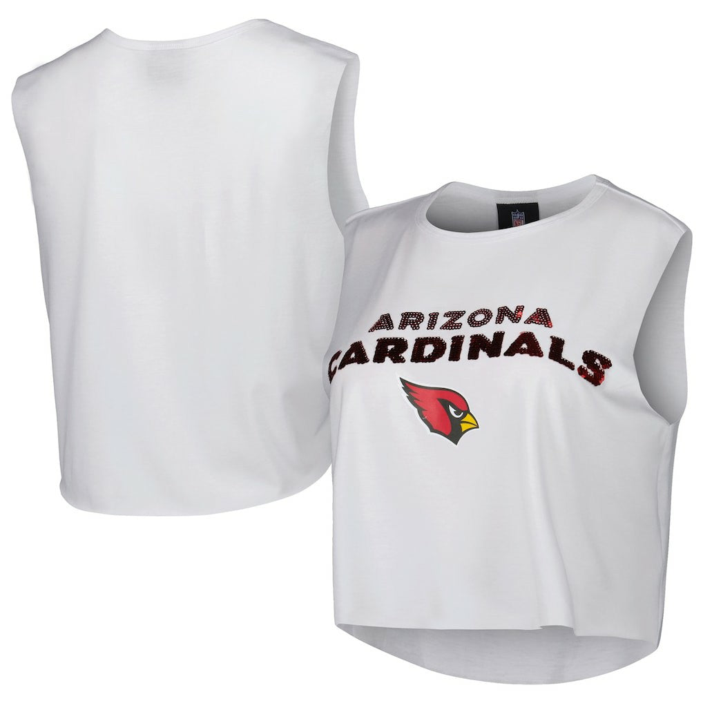 Arizona Cardinals Cuce Women's Sequin Cropped Tank Top White - NFL